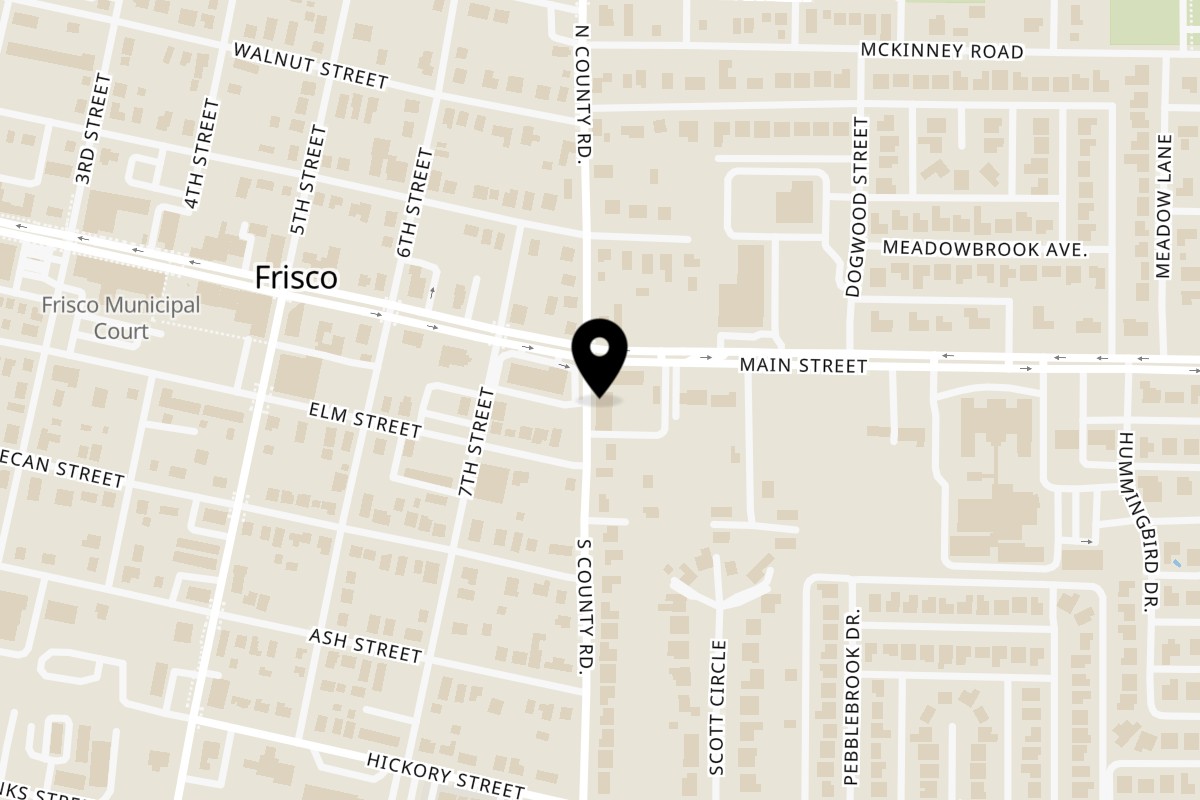 Map showing the location of La Finca Coffee & Bakery on 7511 Main St #150 in Frisco
